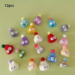 12pcs Mini Knitted Little Hat Doll Toy Accessories Woolen Hat Decoration