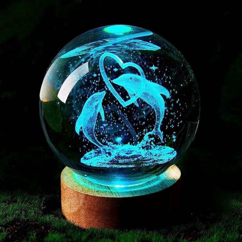3D Dolphin Crystal Ball Night Light Birthday Gift