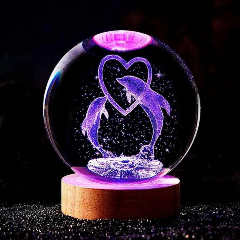 3D Dolphin Crystal Ball Night Light Birthday Gift