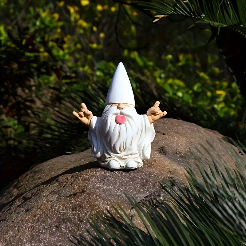 Rocker Gnome Garden Statue for Fairy Garden, Outdoor Garden Gnome Decor