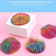 4pcs Sensory Decompression Rubber Band Wool Ball Rubber Ball