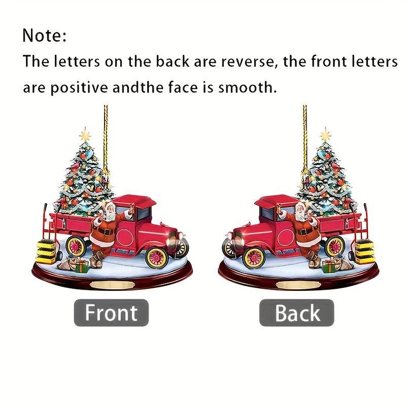 Acrylic Christmas Bus Mirror Hanging Ornament