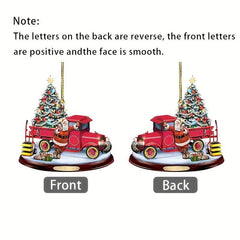 Acrylic Christmas Bus Mirror Hanging Ornament