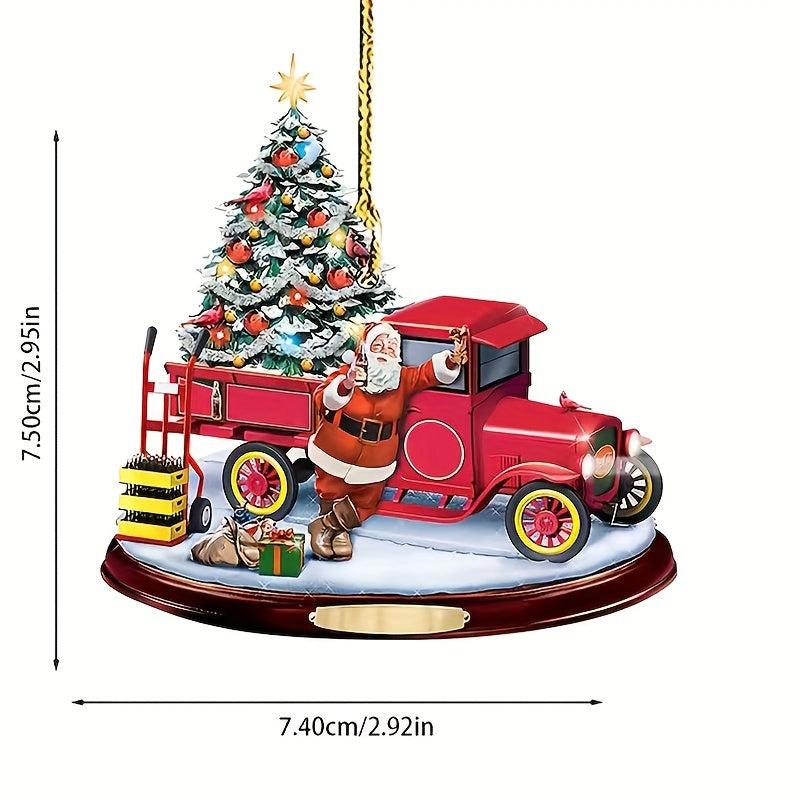 Acrylic Christmas Bus Mirror Hanging Ornament