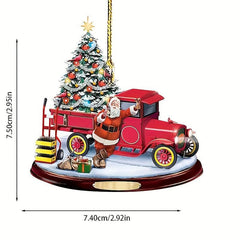 Acrylic Christmas Bus Mirror Hanging Ornament