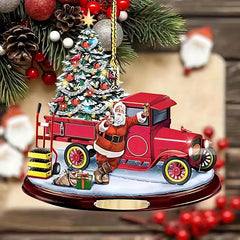 Acrylic Christmas Bus Mirror Hanging Ornament