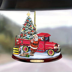Acrylic Christmas Bus Mirror Hanging Ornament