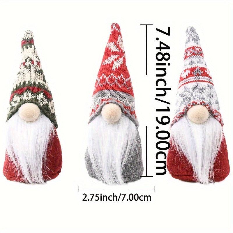 3pcs Christmas Faceless Old Man Santa Doll Ornament