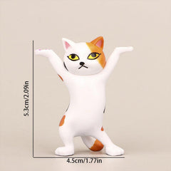 Plastic Dancing Cat Ornaments Desk Decoration PVC Cat Holder Crafts