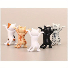 Plastic Dancing Cat Ornaments Desk Decoration PVC Cat Holder Crafts