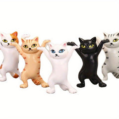 Plastic Dancing Cat Ornaments Desk Decoration PVC Cat Holder Crafts