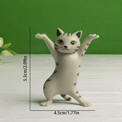Plastic Dancing Cat Ornaments Desk Decoration PVC Cat Holder Crafts