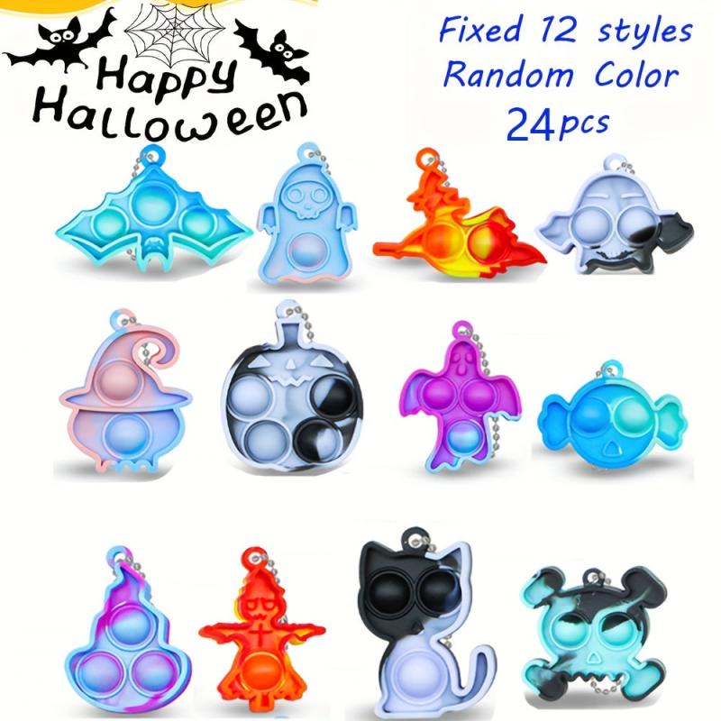 24pcs Mini Pop Fidget Keychain Sensory Toys Stress Relief Party Favors