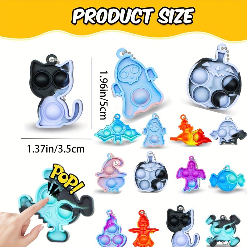 24pcs Mini Pop Fidget Keychain Sensory Toys Stress Relief Party Favors