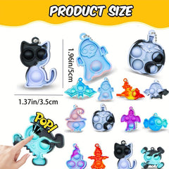 24pcs Mini Pop Fidget Keychain Sensory Toys Stress Relief Party Favors