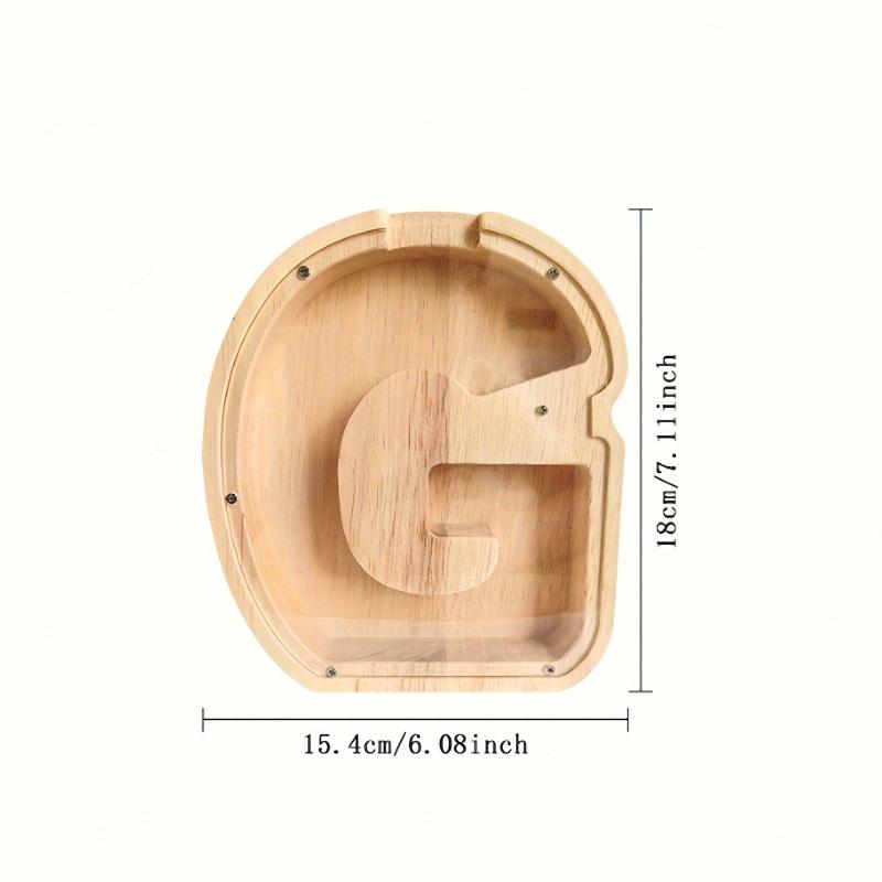Wooden Transparent Letter Savings Can Large Capacity Desktop Decoration