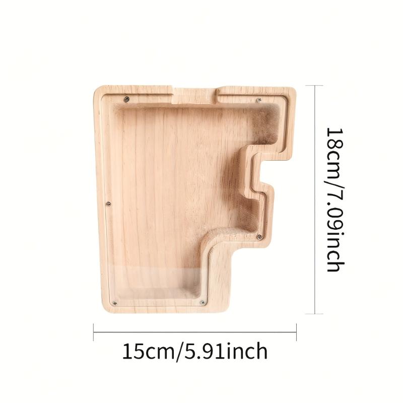 Wooden Transparent Letter Savings Can Large Capacity Desktop Decoration