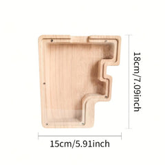 Wooden Transparent Letter Savings Can Large Capacity Desktop Decoration
