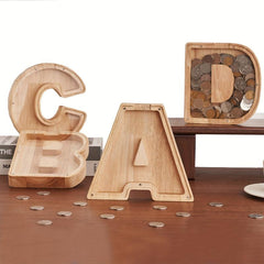 Wooden Transparent Letter Savings Can Large Capacity Desktop Decoration