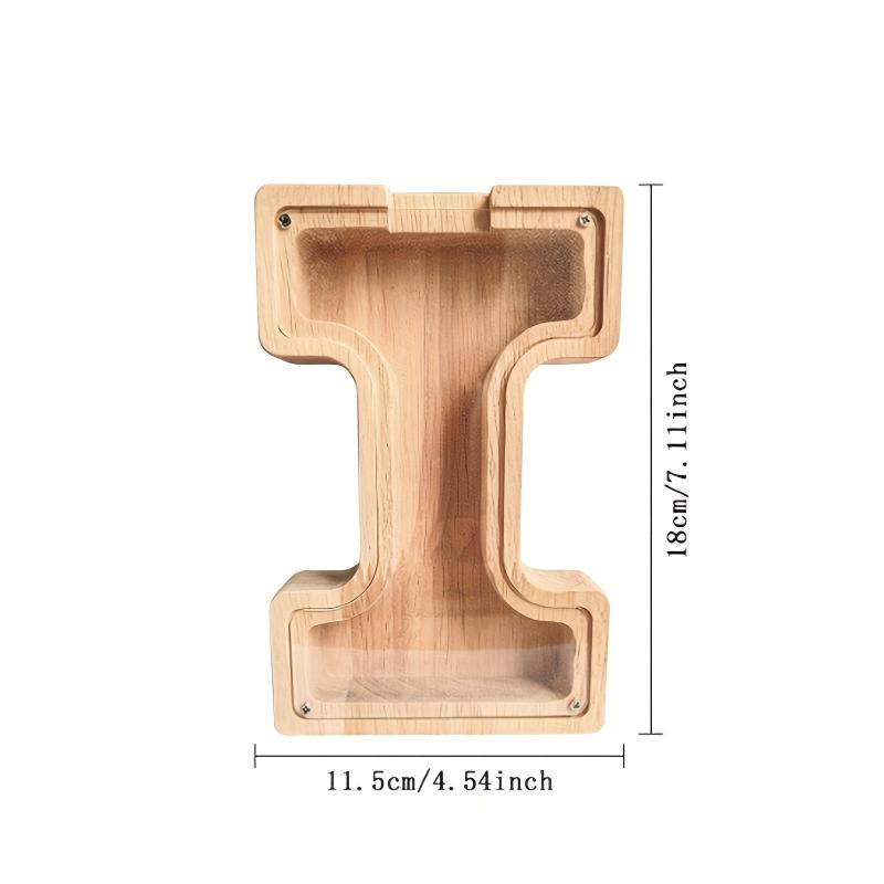 Wooden Transparent Letter Savings Can Large Capacity Desktop Decoration