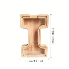Wooden Transparent Letter Savings Can Large Capacity Desktop Decoration