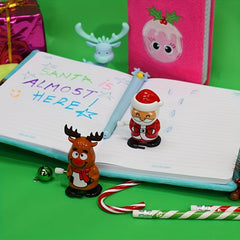 Santa Claus & Reindeer Clockwork Toys Holiday Interactive Small Fabric Doll