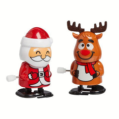 Santa Claus & Reindeer Clockwork Toys Holiday Interactive Small Fabric Doll