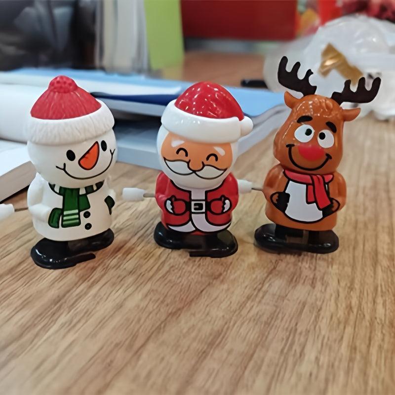 Santa Claus & Reindeer Clockwork Toys Holiday Interactive Small Fabric Doll