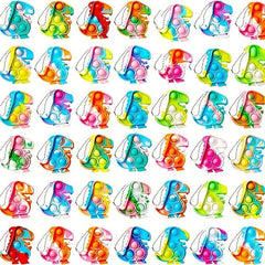 30pcs Random Mini Dino Button Pop Fidget Toys Bulk Party Favor Keychain Prizes