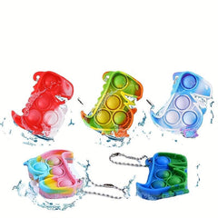 30pcs Random Mini Dino Button Pop Fidget Toys Bulk Party Favor Keychain Prizes