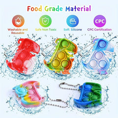 30pcs Random Mini Dino Button Pop Fidget Toys Bulk Party Favor Keychain Prizes