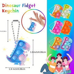 30pcs Random Mini Dino Button Pop Fidget Toys Bulk Party Favor Keychain Prizes