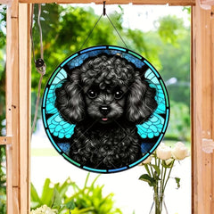 Acrylic Dog Window Wall Suncatcher Decor Round Hangings