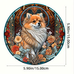 Acrylic Dog Window Wall Suncatcher Decor Round Hangings