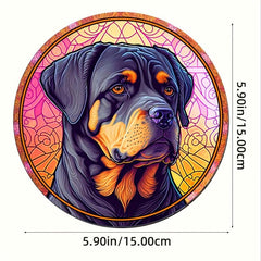 Acrylic Dog Window Wall Suncatcher Decor Round Hangings