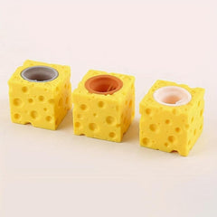 Cheese Mouse Cup Silicone Squeeze Toy Yellow Squirrel