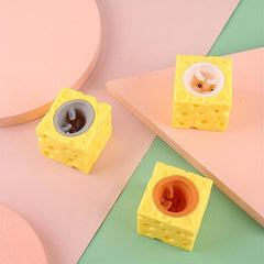 Cheese Mouse Cup Silicone Squeeze Toy Yellow Squirrel