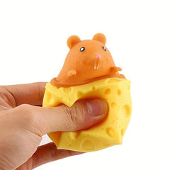 Cheese Mouse Cup Silicone Squeeze Toy Yellow Squirrel