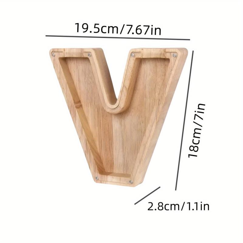 Wooden Letter Piggy Bank Transparent Glass Coin Bank