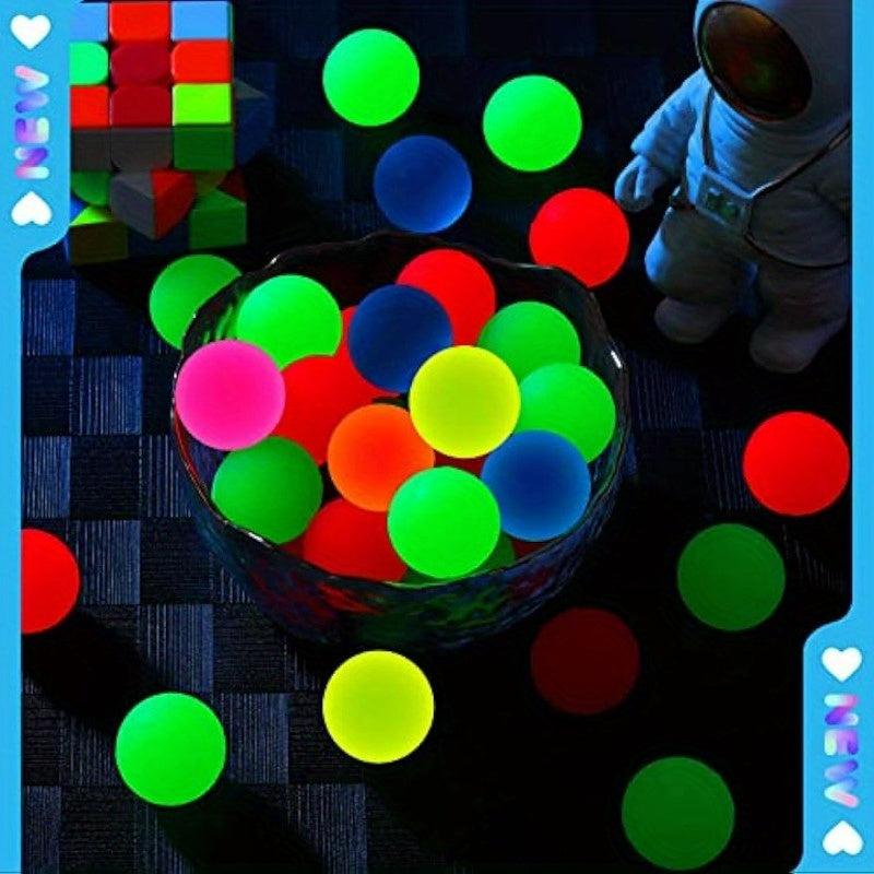 100pcs Glow In The Dark Bouncy Balls 5 Colors Toys Party Favors 2.54cm