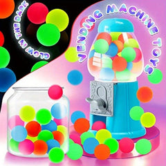 100pcs Glow In The Dark Bouncy Balls 5 Colors Toys Party Favors 2.54cm