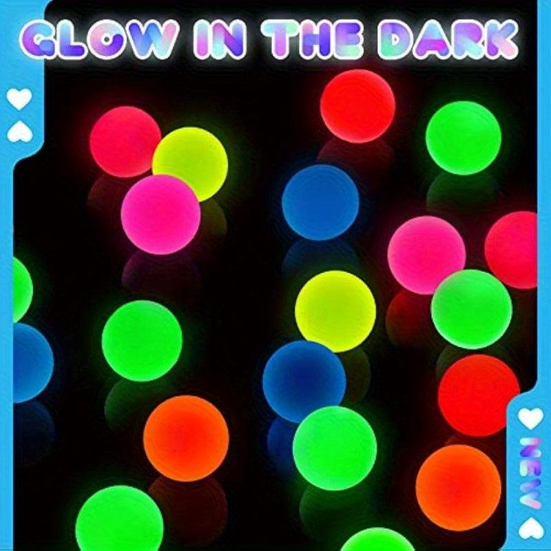 100pcs Glow In The Dark Bouncy Balls 5 Colors Toys Party Favors 2.54cm