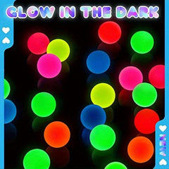 100pcs Glow In The Dark Bouncy Balls 5 Colors Toys Party Favors 2.54cm