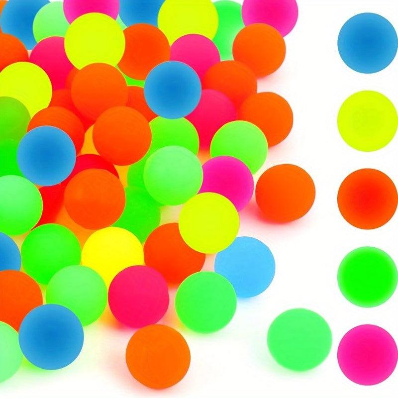 100pcs Glow In The Dark Bouncy Balls 5 Colors Toys Party Favors 2.54cm