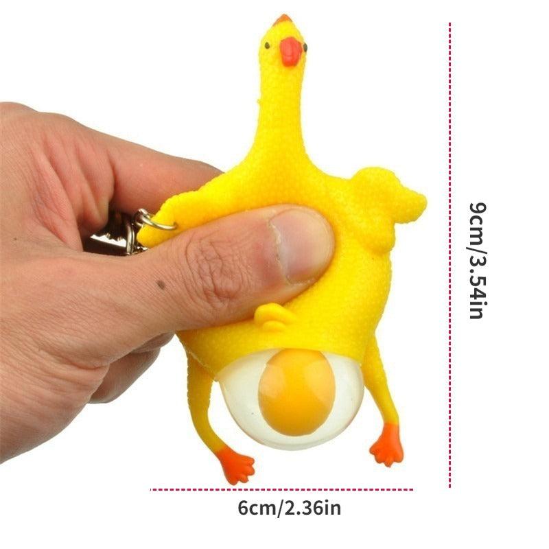 Funny Vent Chicken Keychain Squeeze Laying Hen Spoof Decompression Toy
