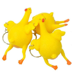 Funny Vent Chicken Keychain Squeeze Laying Hen Spoof Decompression Toy