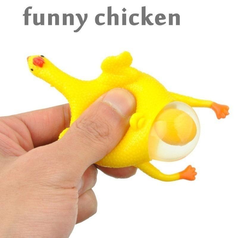 Funny Vent Chicken Keychain Squeeze Laying Hen Spoof Decompression Toy