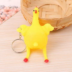 Funny Vent Chicken Keychain Squeeze Laying Hen Spoof Decompression Toy