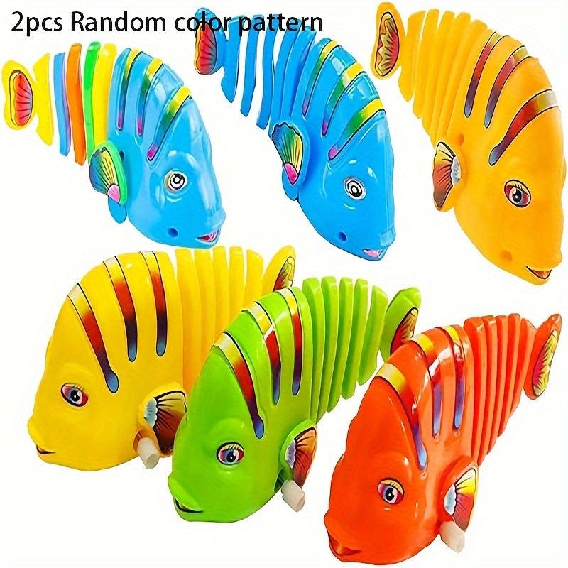 Clockwork Swinging Cartoon Fish Toy Wind Up Bath Water Toy Random