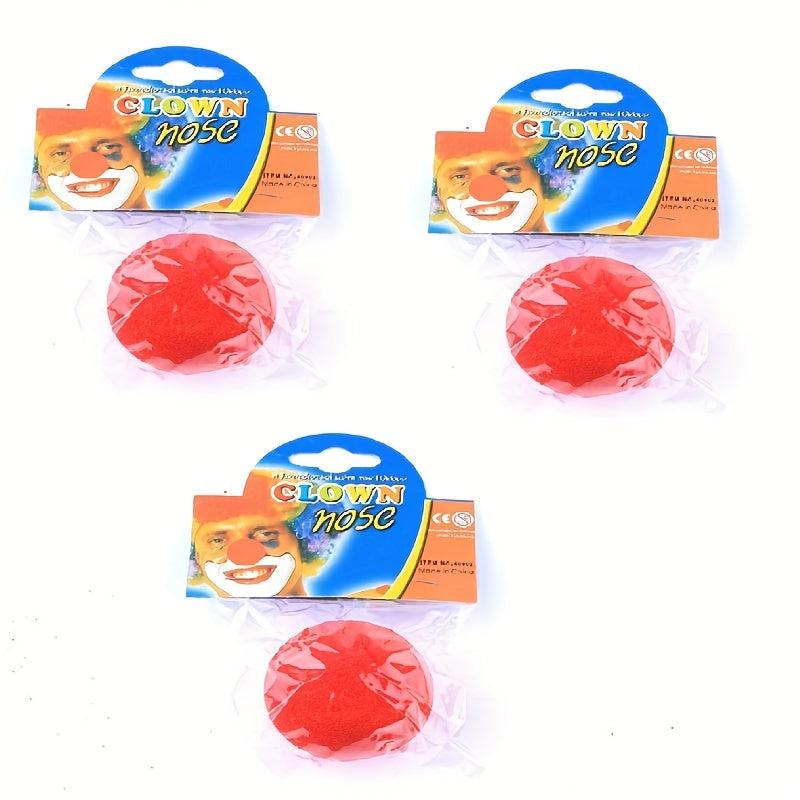 3pcs Clown Noses Red Circus Halloween Ball Funny Dress Up